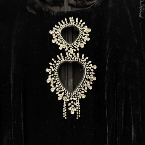 Sandro crystal-embellished cut-out black velvet mini dress Size 8 - Picture 3 of 7